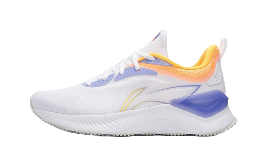 LiNing YueYing Element Cushioning Wear Resistant Rebound Low Top Sprint Running Shoes Men's White Yellow Purple 