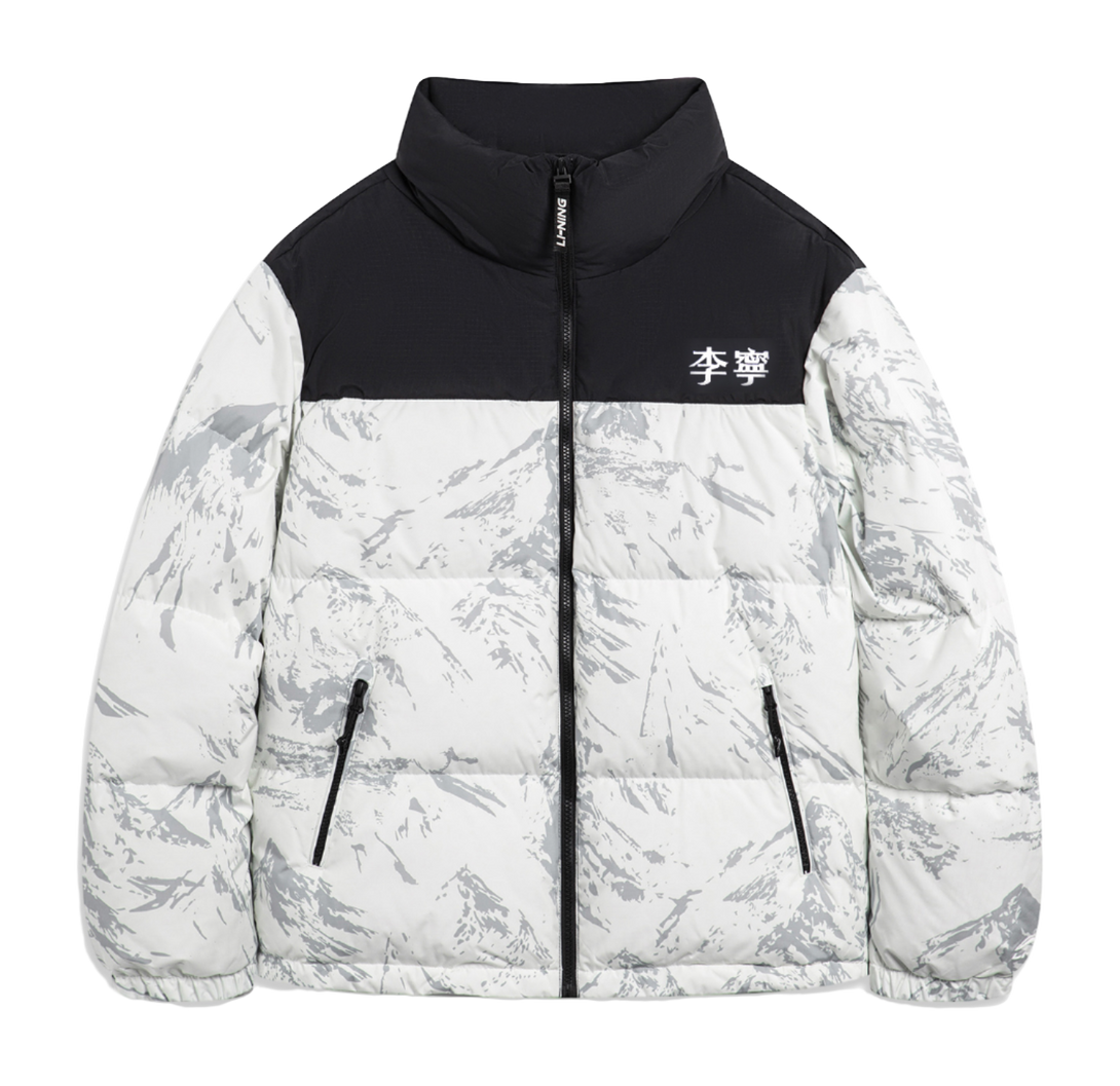 LiNing Fondue Down Series Down Jacket Unisex White Gray Snow Mountain  VJ SNEAKER