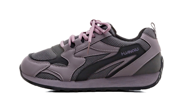 HUANQIU Slip Resistant And Abrasion Resistant Support Low top Casual Running Shoes Women's Gray Purple 