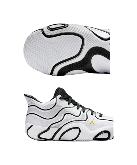 Jordan Tatum 3 Abrasion Resistant Mid Top Childrens Basketball Shoes White Black  vjsneaker.com
