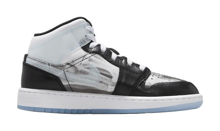 Jordan Air Jordan 1 Abrasion Resistant Mid Top Childrens Basketball Shoes Black Gray Kids  VJSNEAKER