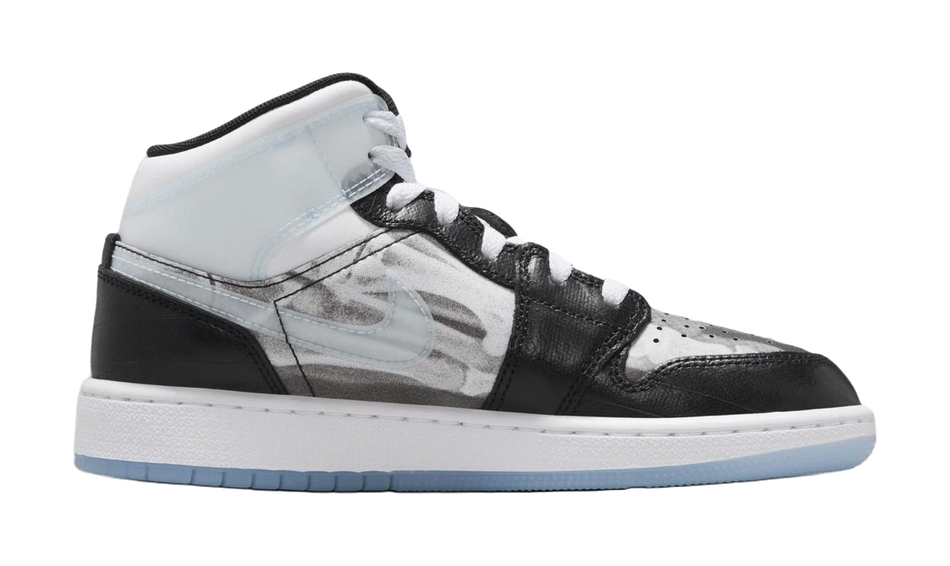 Jordan Air Jordan 1 Abrasion Resistant Mid Top Childrens Basketball Shoes Black Gray Kids  VJSNEAKER