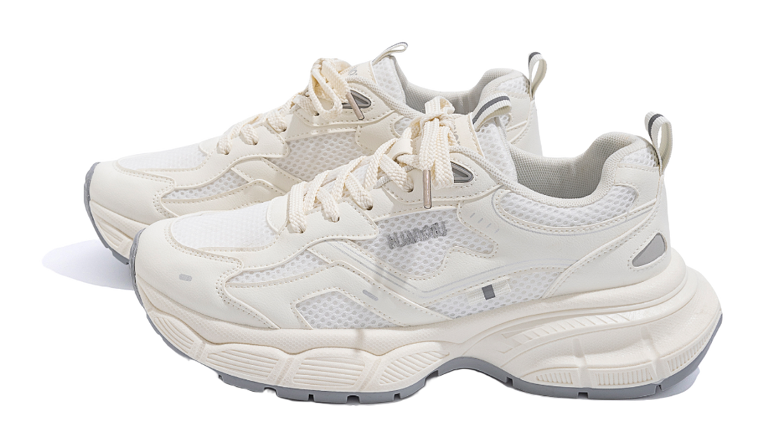 HUANQIU Breathable Coverage, Lightweight, Height Increasing Low top Chunky Sneakers Unisex White Blue 