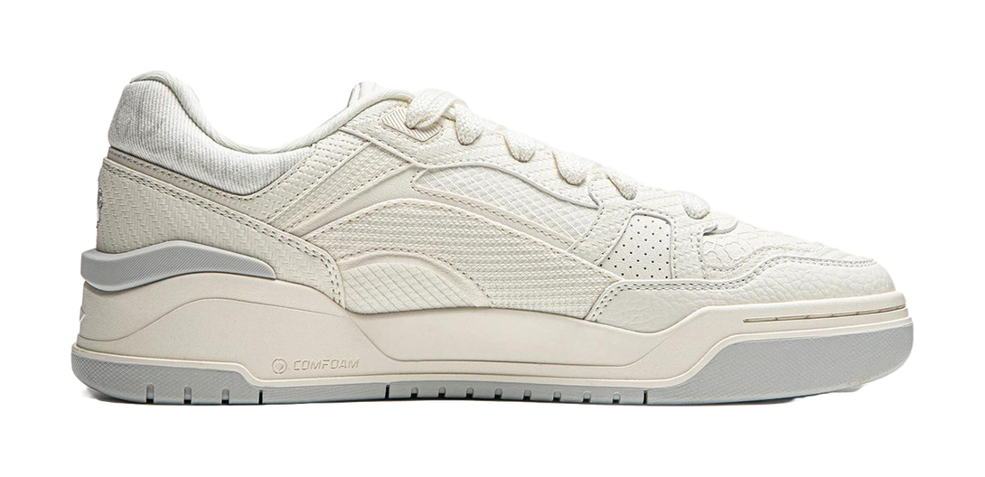 LiNing Moon White 2.0 Anti Slip Wear Resistant Breathable Height Increasing Low Top Skateboard Shoes Men's Ecru 