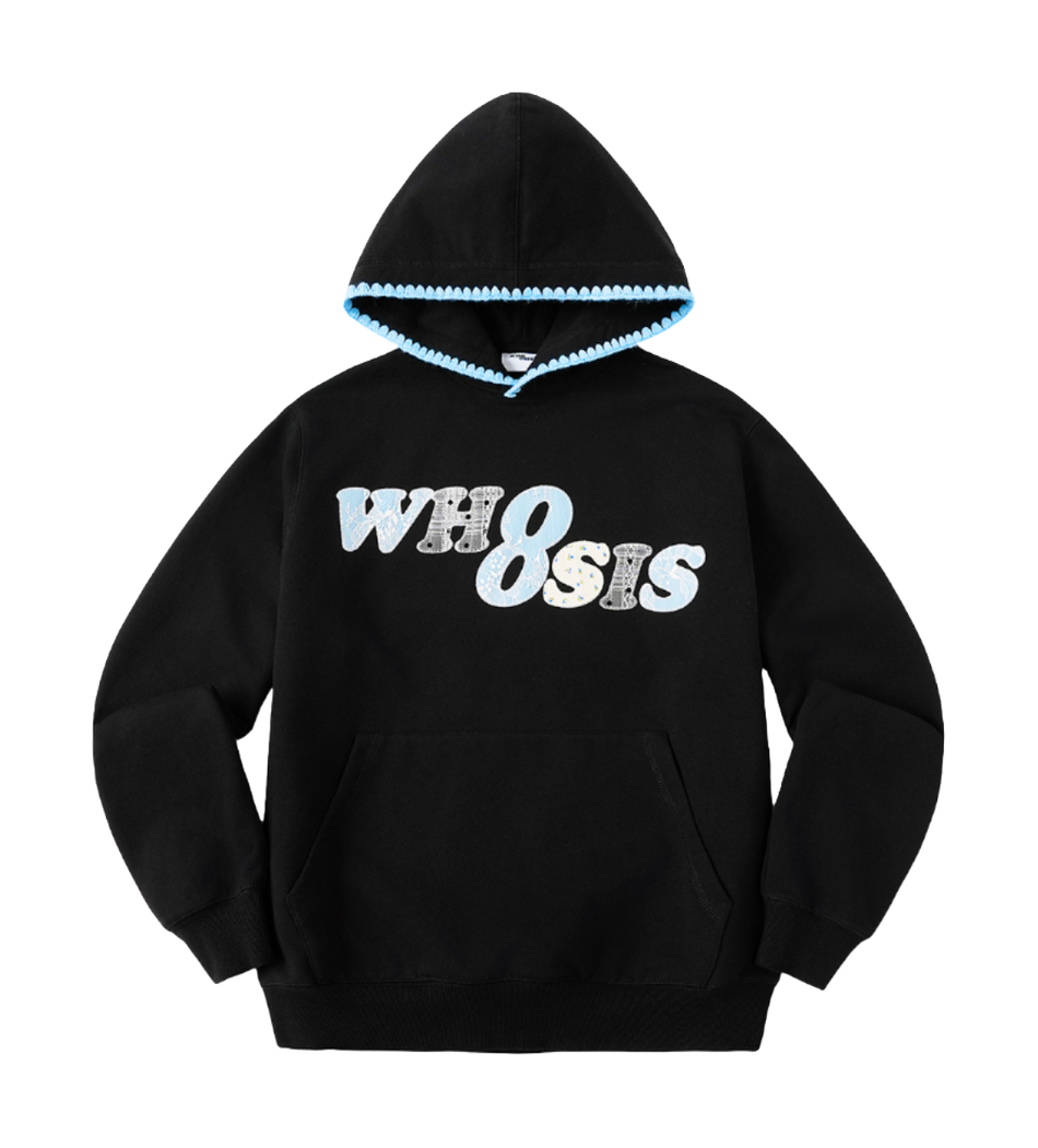 WHOOSIS floral denim patchwork embroidery casual loose and versatile campus autumn and winter comfortable hoodie with fleece hoodie for both men and women  vjsneaker.com