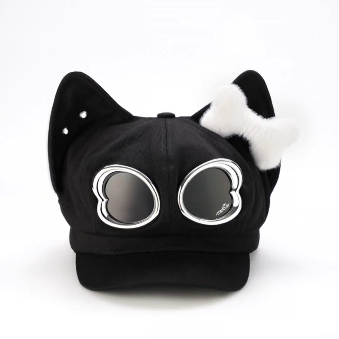 METASWEETY Original Cat Ear Heart Newsboy Cap (New Style) - aespa Ningning Same Style--Future Silver  VJSNEAKER