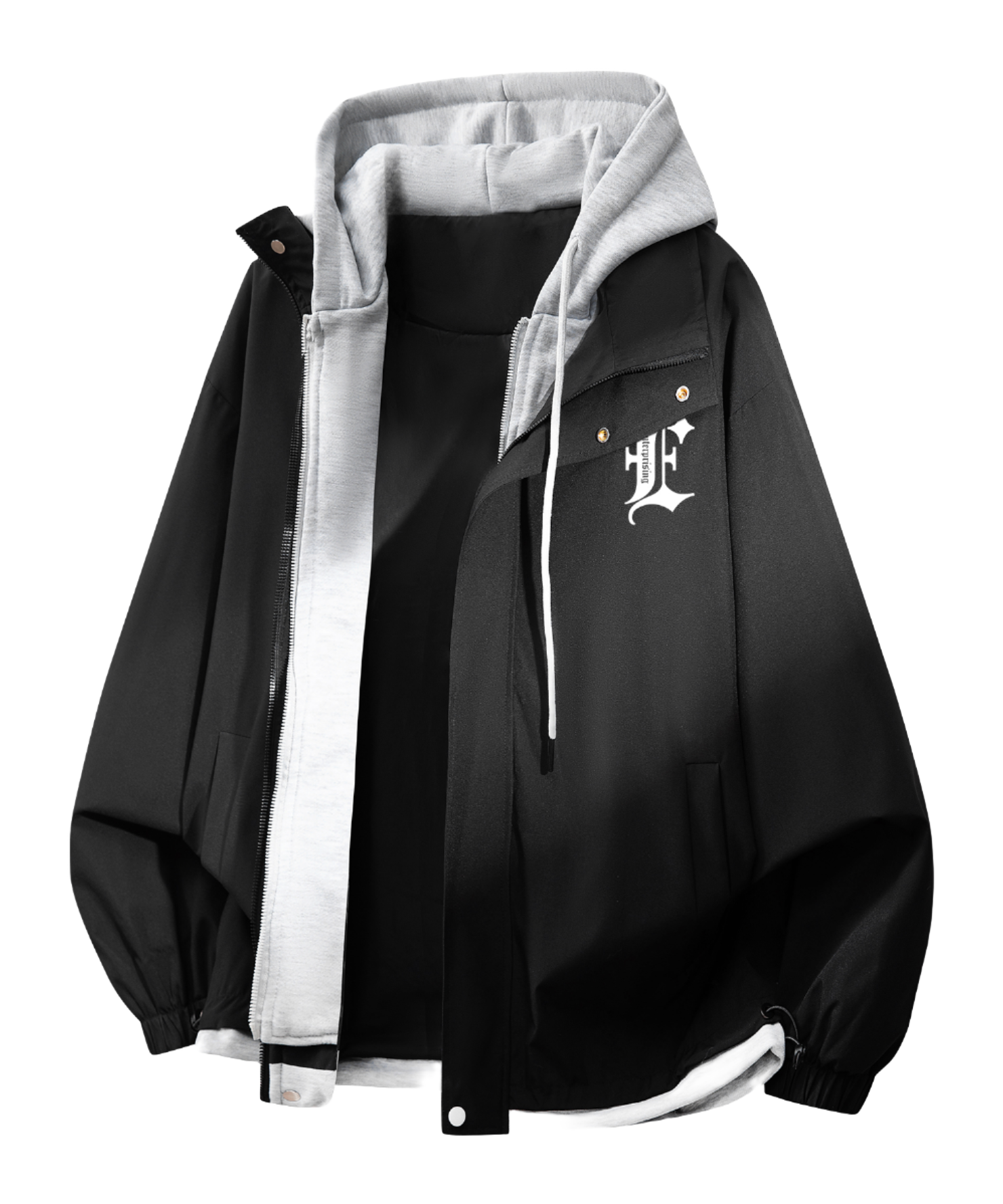 Warrior retro American solid color fake two-piece splicing contrasting loose and versatile hooded pilot with thick cotton lining, graphene heat storage insulation, warm work clothes, cotton jacket jacket, unisex  VJSNEAKER