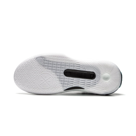 Men's basketball shoe outsole, white traction pattern with dark center strip