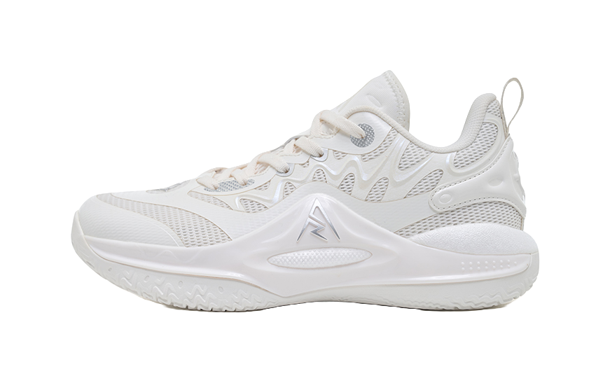 Rigorer Reeves second-generation AR2 Ghost lightweight, comfortable, fashionable, shock-absorbing, wear-resistant, breathable low cut sports basketball shoes for children in white and silver  VJSNEAKER