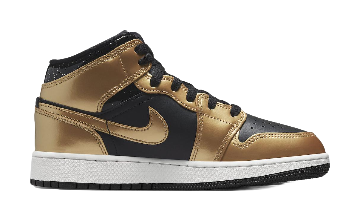 Jordan 1 Mid SE Metallic Gold Black GS  vjsneaker.com