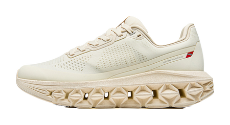 Women’s Anta running shoes in vanilla white, perforated upper, lace-up with cushioned sole.