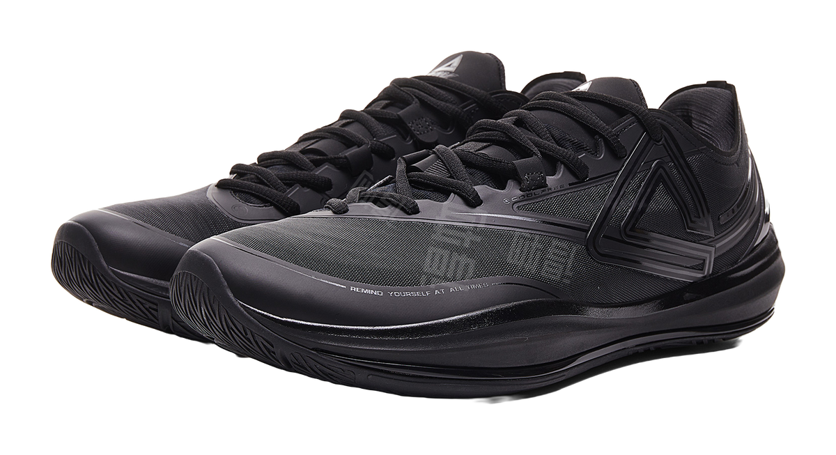 PEAK Lightness 3.0 Cushioning Slip Resistant Low Top Basketball Shoes Mens All Black  VJSNEAKER