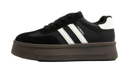 HUANQIU Anti Slip And Wear Resistant Height Increasing Low top Skateboard Shoes Womens Beige  VJSNEAKER