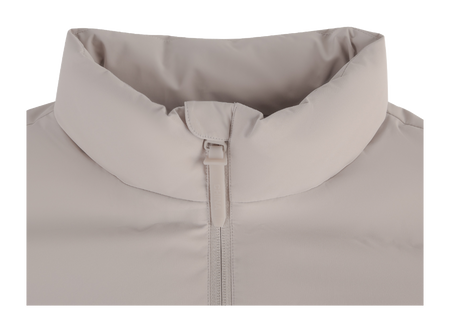 Dusty gray down jacket stand collar with center front zipper