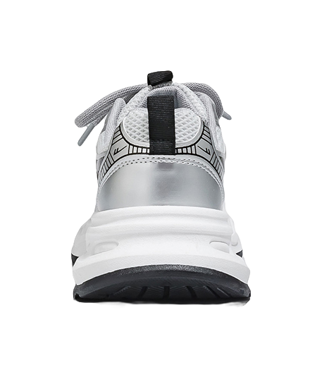 Warrior Low top Chunky Sneakers Unisex Silver Couple Shoes 