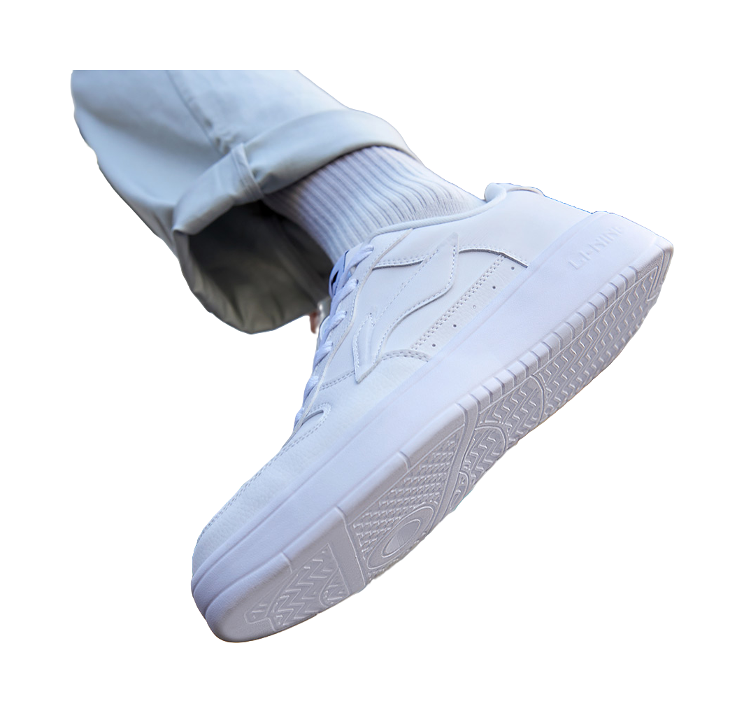 LiNing Pontoon Boats Anti-Slip Wear-Resistant Breathable Height Increasing Low-Top Skateboard Shoes Men's White 