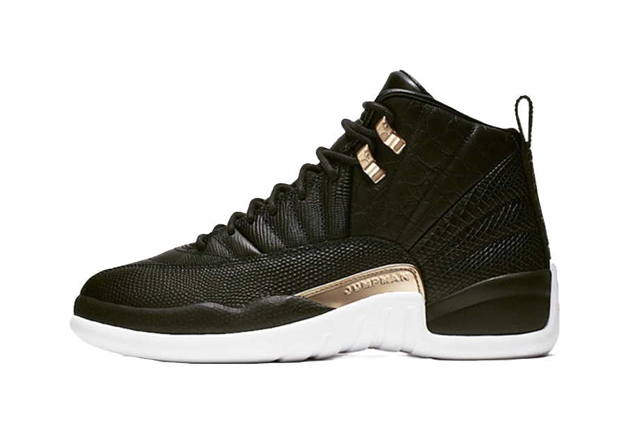 Jordan 12 Retro Black Metallic Gold White Womens  vjsneaker.com