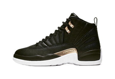 Jordan 12 Retro Black Metallic Gold White Womens  vjsneaker.com