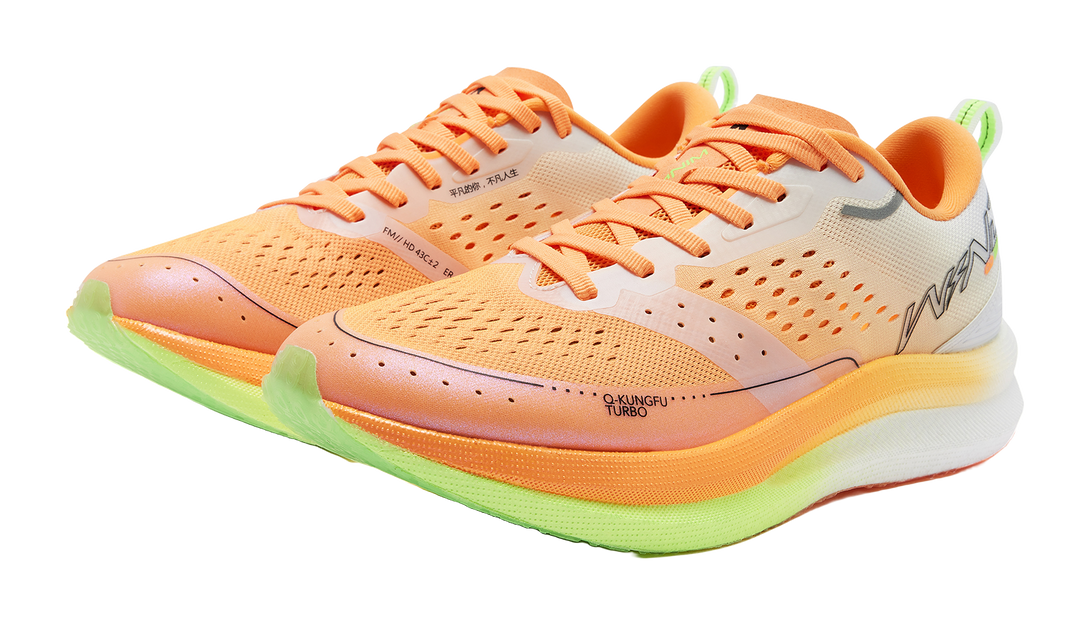QIAODAN Strong Winds SE Anti Slip And Wear Resistant Breathable Low Top Marathon Running Shoes Men's Orange Green 
