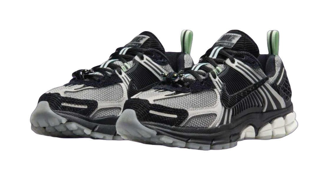Nike Vomero 5 Abrasion Resistant Low top Kids Running Shoes Black White Green Kids  vjsneaker.com