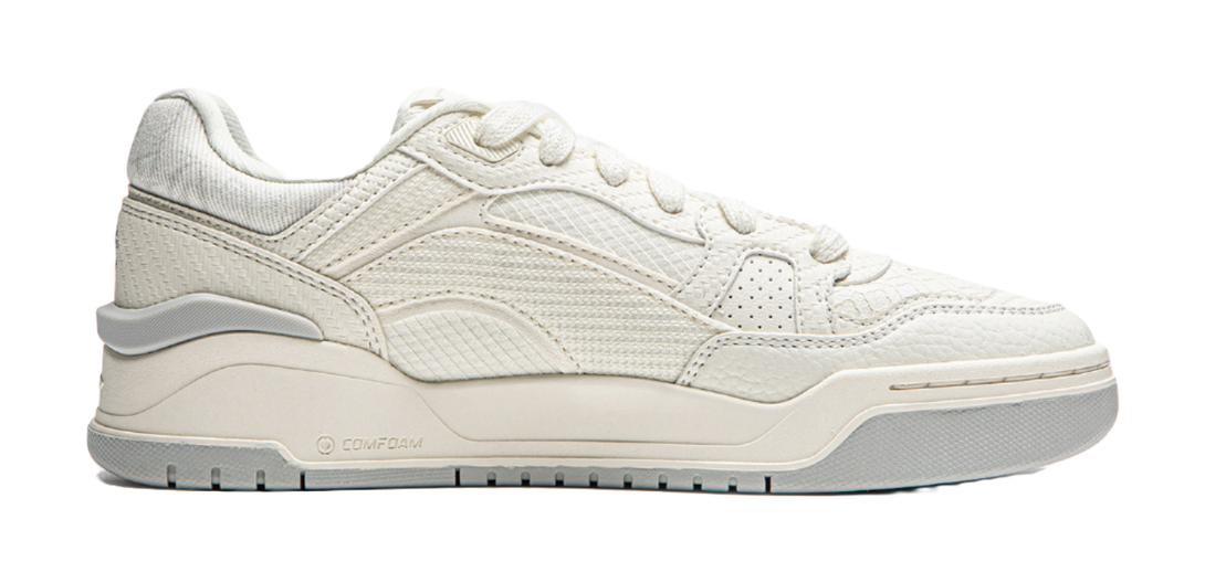 LiNing Moon White 2.0 Anti Slip Wear Resistant Breathable Height Increasing Low Top Skateboard Shoes Women's Ecru 