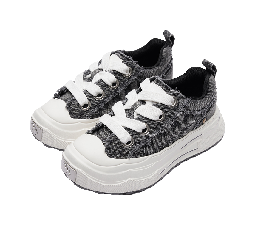 SHOOT BRAND Anti Slip And Wear Resistant Height Increasing Low top Canvas Shoes Unisex Denim Gray 