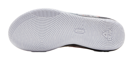 Basketball shoe outsole with white tread and herringbone traction pattern