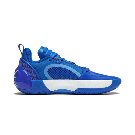 Men's basketball shoe bright blue with white midsole, mesh panel, and lace-up closure