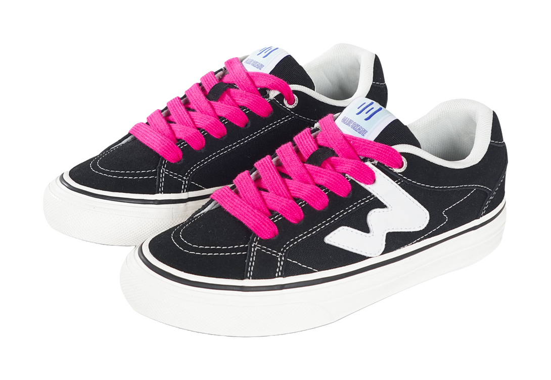 Ollieskate Black Classic Panda Tri-Color Lace Skateboard Shoes - Low-Top, Lightweight & Durable Unisex 