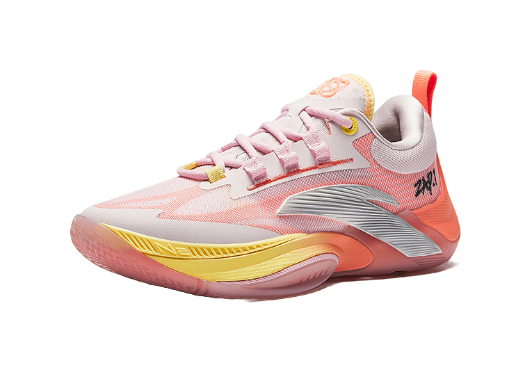 Anta Zap 1 Slip Resistant Abrasion Resistant Support Low top Childrens Basketball Shoes Pink Orange Kids  VJSNEAKER