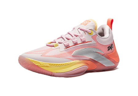 Anta Zap 1 Slip Resistant Abrasion Resistant Support Low top Childrens Basketball Shoes Pink Orange Kids  VJSNEAKER