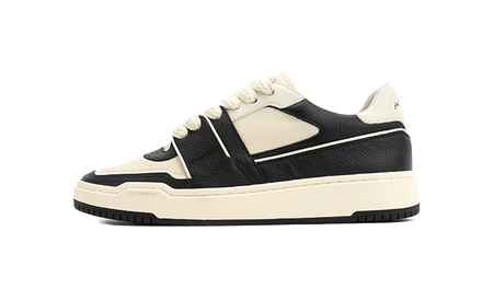 Black and white unisex lace-up skate sneakers with contrast side stripe and cupsole