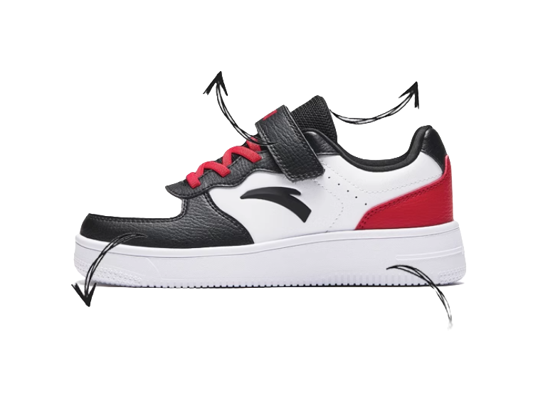Antakids Slip Resistant, Abrasion Resistant, Lightweight Cushioning Low Top Kids' Skateboarding Shoes White Black Red 