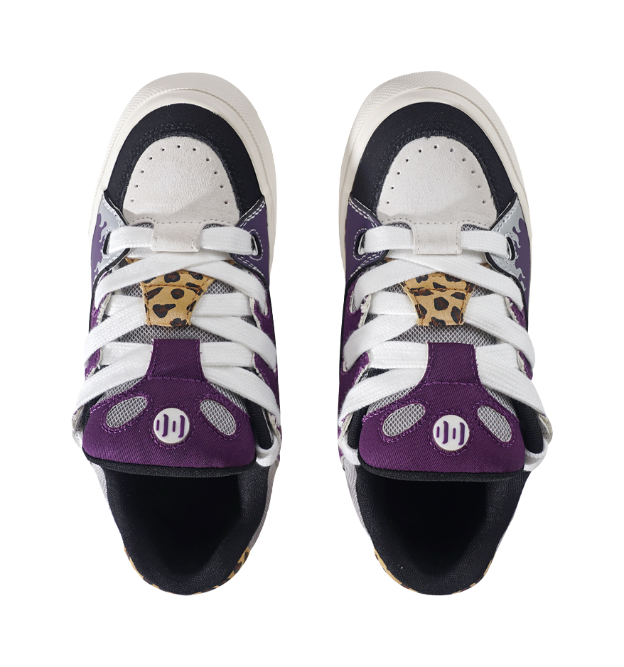 Ollieskate Wear resistant And Lightweight Low Top Skateboard Shoes Unisex Purple Black 