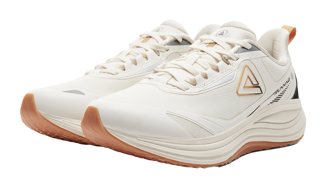 PEAK Cushioning, Slip Resistant, Abrasion Resistant, Rebound Low top Running Shoes Men's Canvas White Black 