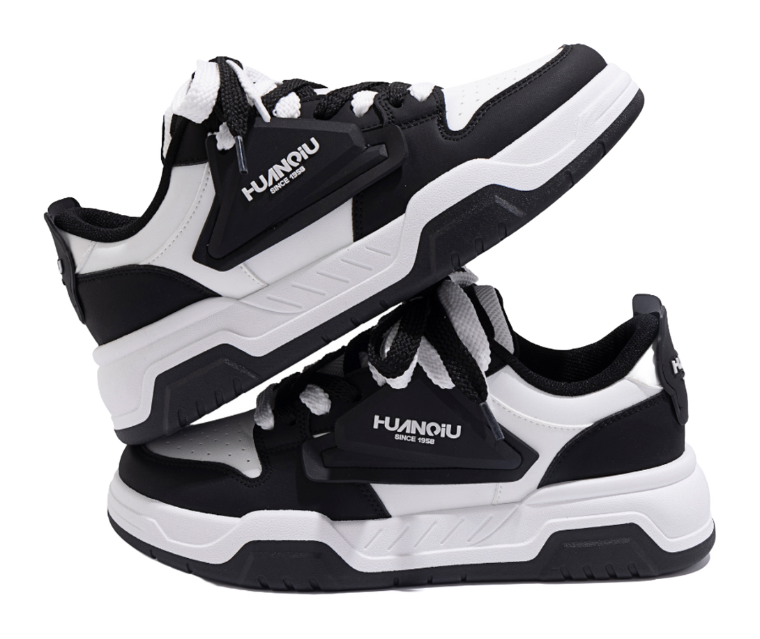 HUANQIU Coverage Lightweight Breathable Height Increasing Low top Skateboard Shoes Unisex Black 