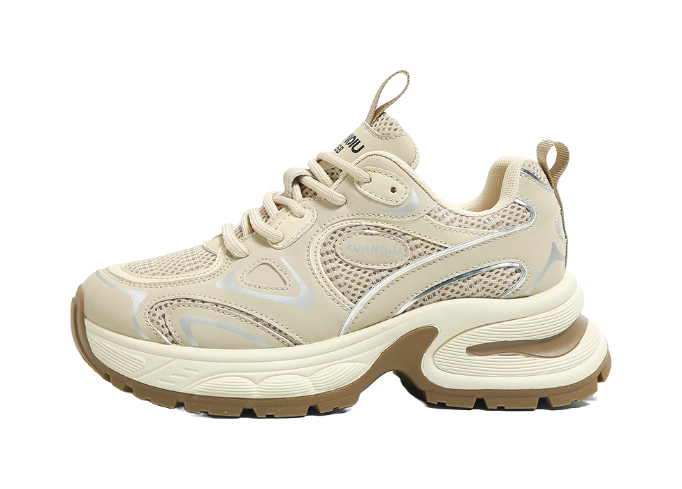 HUANQIU Cushioning, Slip Resistant, Abrasion Resistant, Breathable, Height Increasing Low top Chunky Sneakers Women's 