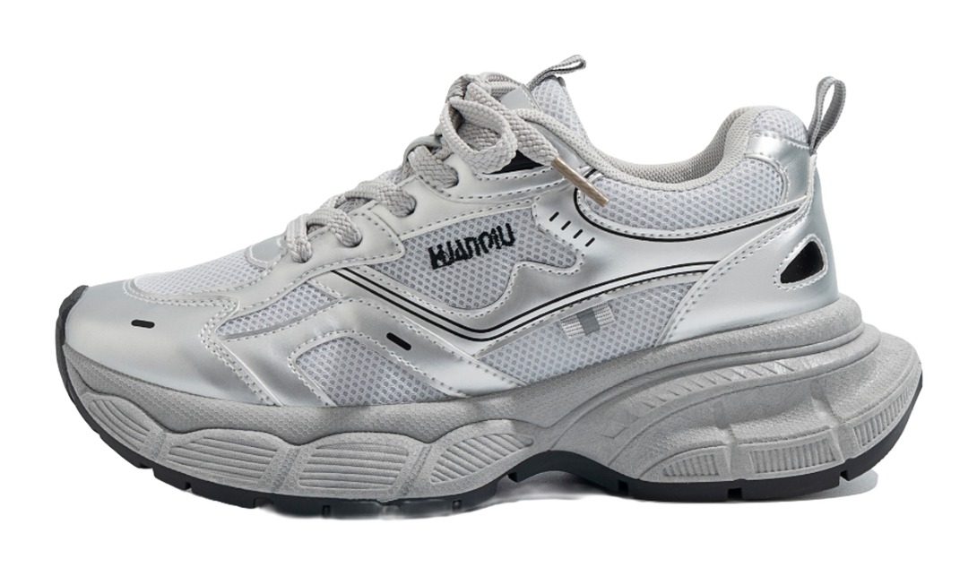 HUANQIU Breathable Coverage, Lightweight, Height Increasing Low top Chunky Sneakers Unisex White Blue 