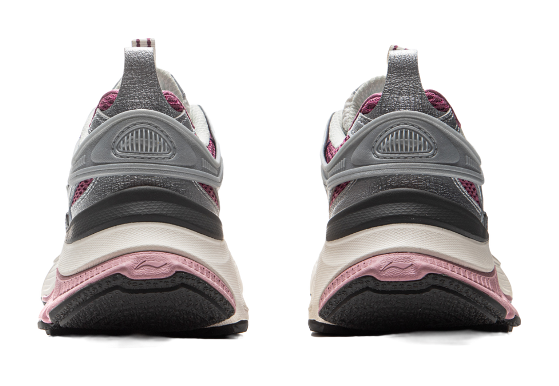 LiNing Star Cushioning Abrasion Resistant Breathable Low top Chunky Sneakers Women's Silver White Purple 