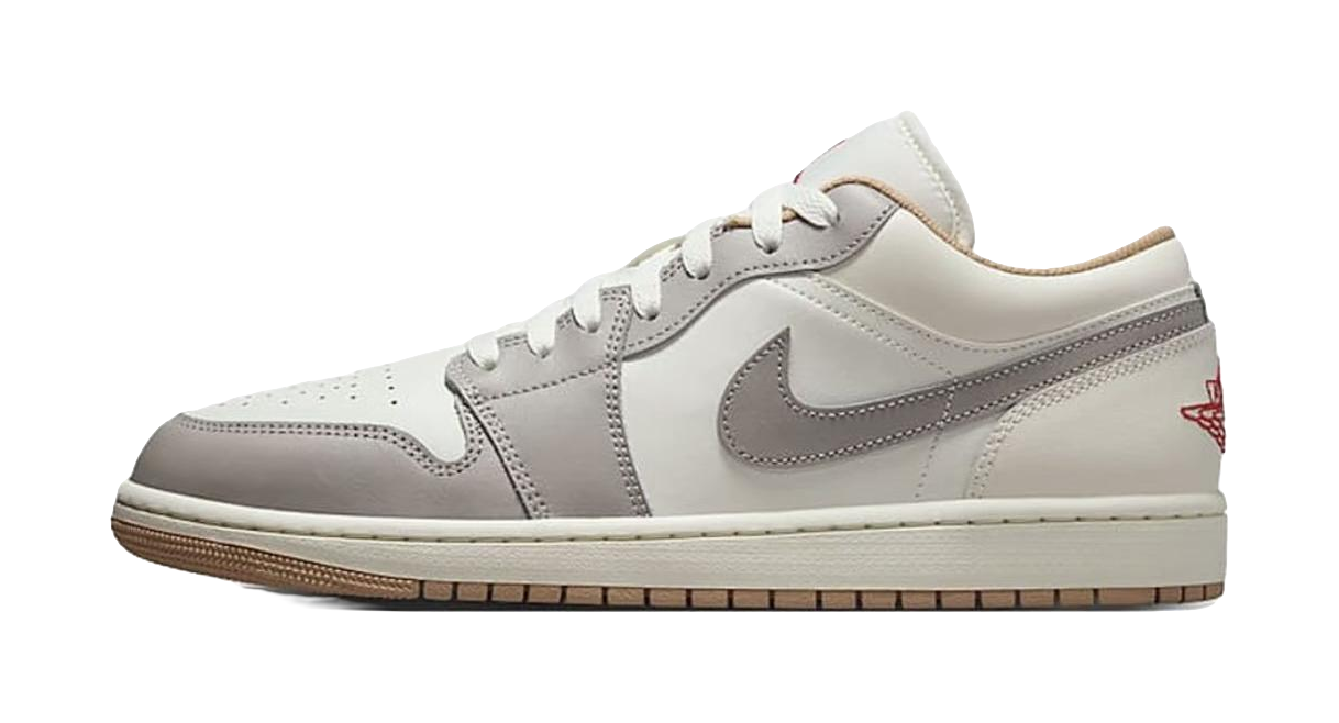 Jordan Air Jordan 1 Slip Resistant Abrasion Resistant Low top Vintage Basketball Shoes Mens Beige Gray  VJSNEAKER