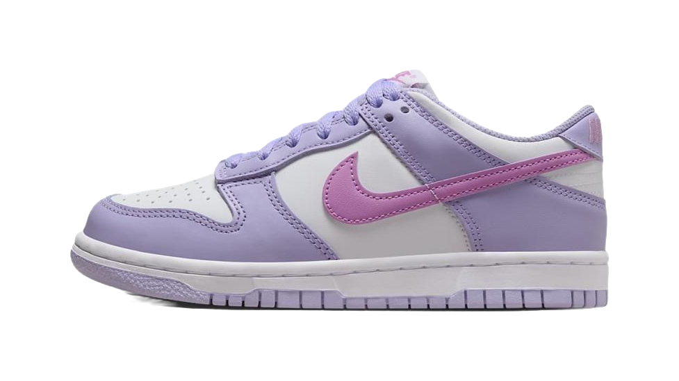 Nike Dunk Synthetic Leather Slip Resistant Abrasion Resistant Low top Kids Skateboarding Shoes Purple White Unisex  VJSNEAKER