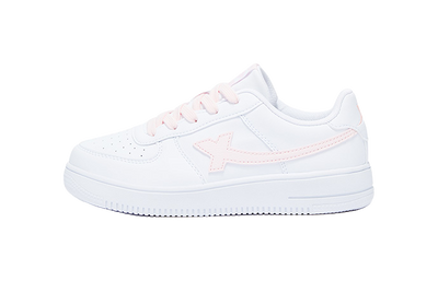 XTEP Air Force 1 Abrasion Resistant Breathable Slip Resistant Low top Kids' Skateboarding Shoes White Pink Teenagers 