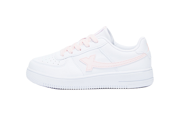 XTEP Air Force 1 Abrasion Resistant Breathable Slip Resistant Low top Kids' Skateboarding Shoes White Pink Teenagers 