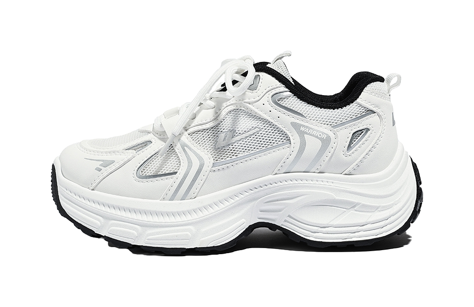 Warrior Cushioning And Breathable Low Top Chunky Sneakers Unisex White Dark Blue 