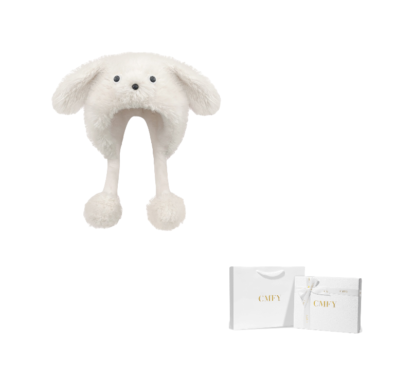 CMFY will move furry little dog ear hat, thick and cute windproof face enhancing little Lei Feng hat, polyester fiber wool hat, unisex couple's style  vjsneaker.com