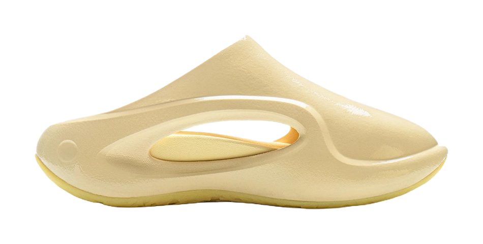 Pudding yellow EVA slide sandals with curved open-toe strap