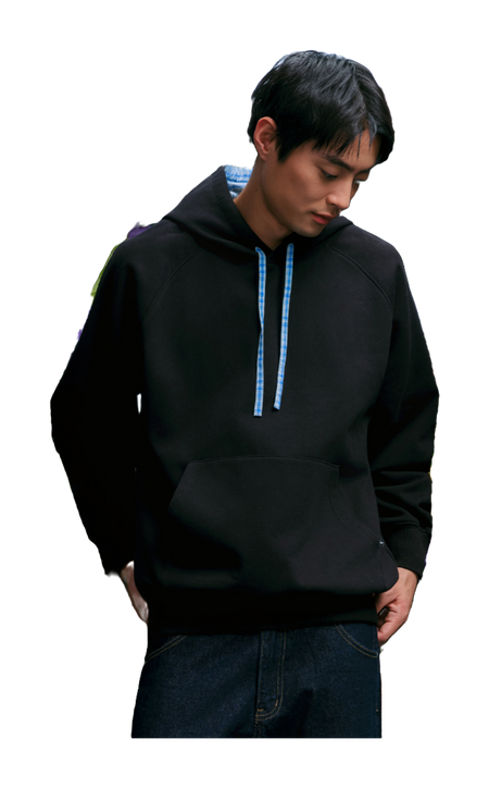 WHOOSIS Thousand Paper Crane Splicing Grid Casual Loose Plush Versatile Campus Hoodie Hoodie Sweatshirt Unisex  vjsneaker.com