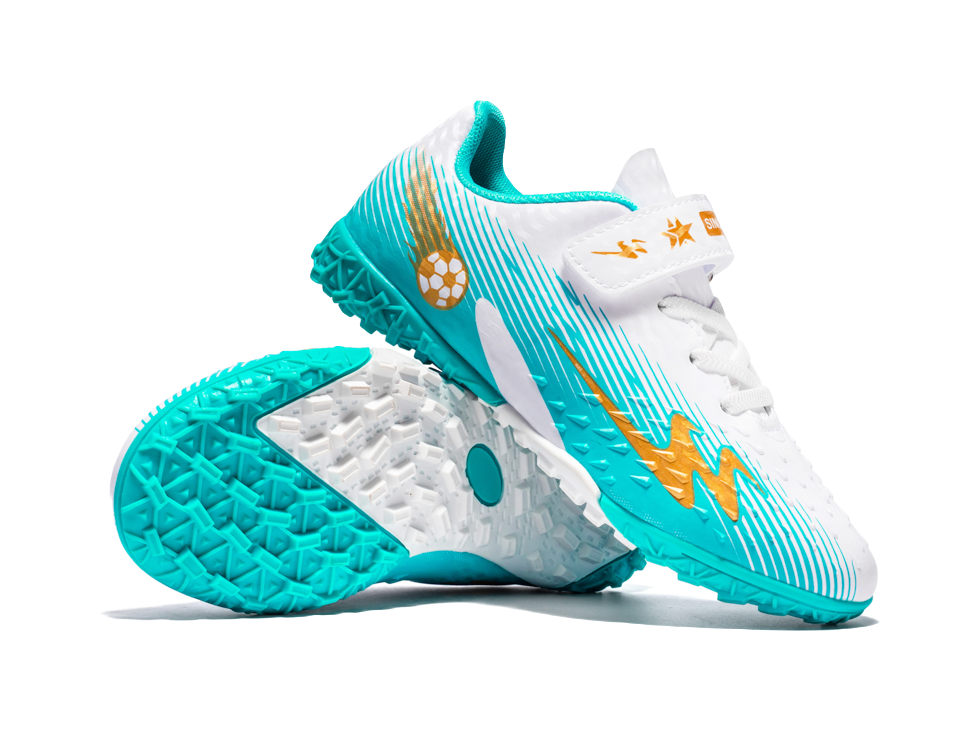 Double Star TF Broken Nail Sports Leisure Non slip Anti kick Lightweight Shock Absorbent Low cut Football Shoes White Moon Orange Children's Edition  VJSNEAKER