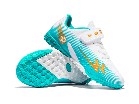 Double Star TF Broken Nail Sports Leisure Non slip Anti kick Lightweight Shock Absorbent Low cut Football Shoes White Moon Orange Children's Edition  VJSNEAKER