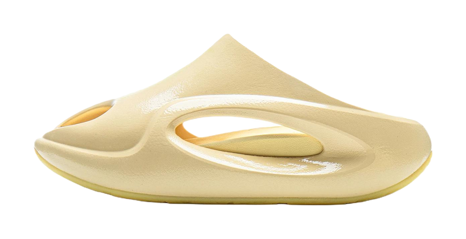 Pudding yellow EVA slide sandals with molded crossover strap